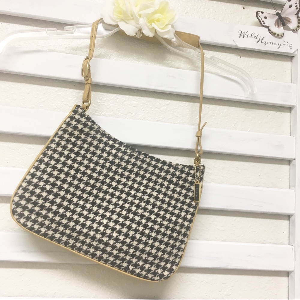 Coach handbag Houndstooth tweed leather